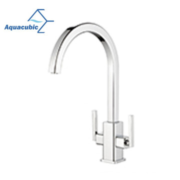 Aquacúbico High Arc Double Many Cartucho de cerámica Gradeta de cocina cuadrada